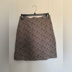 Handmade Parisian brown and cream micro floral mini skirt with golden lining